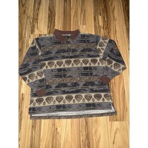 Hunt Club VTG 90s Polo Shirt Multicolor Geometric Shapes‎ Adult Sz M Medium